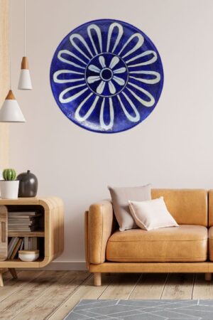 Handcrafted 8" Blue Pottery Wall Plates – Exquisite Indian Ceramic Art for Home & Collectors