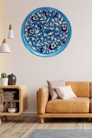 Handmade 8" Blue Pottery Wall Plates – Intricate Indian Art Ceramic Wall Decor Sculpture (Collector's Edition)