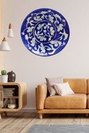 Handmade 8" Blue Pottery Wall Plates – Traditional Indian Art Ceramic Wall Decor Sculpture (Collector's Edition)