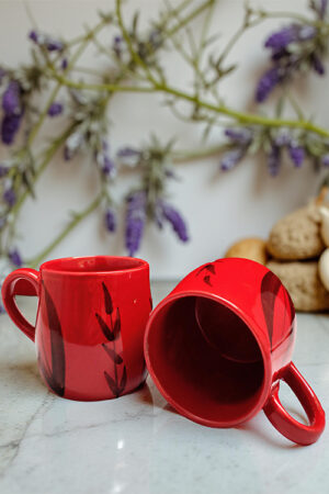 Blue Pottery Red Cottage Ceramic Tea Cups
