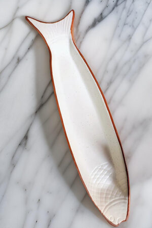Blue Pottery White Fish Presentation Platter