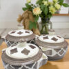 Blue Pottery Gray Hand-Painted Ceramic Serving Bowls with Lids – Set of 3 (1200 ml each)