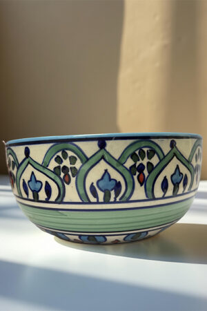Hand-Painted Ceramic Serving Bowls – Crown Motif, 500 ml
