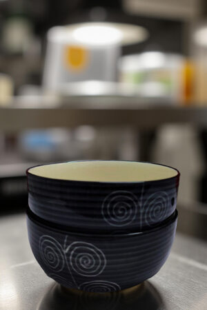 Blue Pottery Black Spiral Ceramic Mixing & Serving Bowls