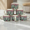 Royal Peacock Arch Motif Ceramic Cups – Set of 6