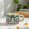 Royal Peacock Arch Motif Ceramic Cups – Set of 6 - Image 2