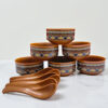 Handcrafted Terracotta Soup Bowl Set with Spoons – Tribal Art Design
